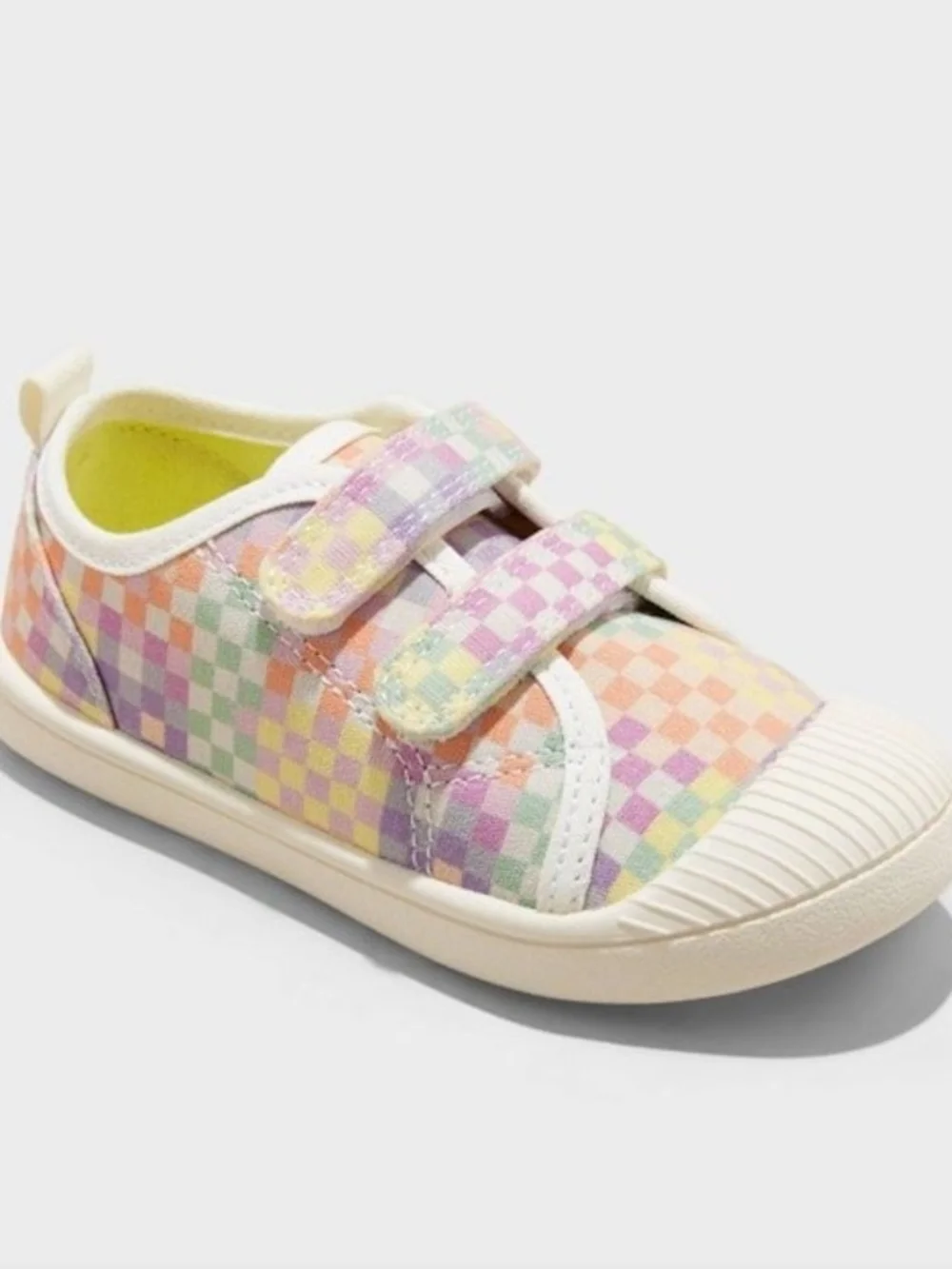 Cat & Jack Girls Pastel Check Velcro Sneakers Multicolor Size 10